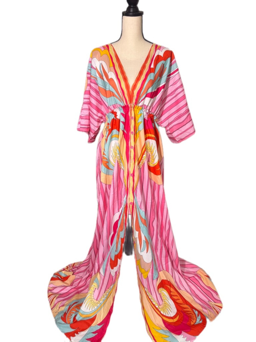 Luxedress Vibrant Pink Multicolor Maxi Kimono Dress PRICE DROP ⭐️ - Picture 2 of 6